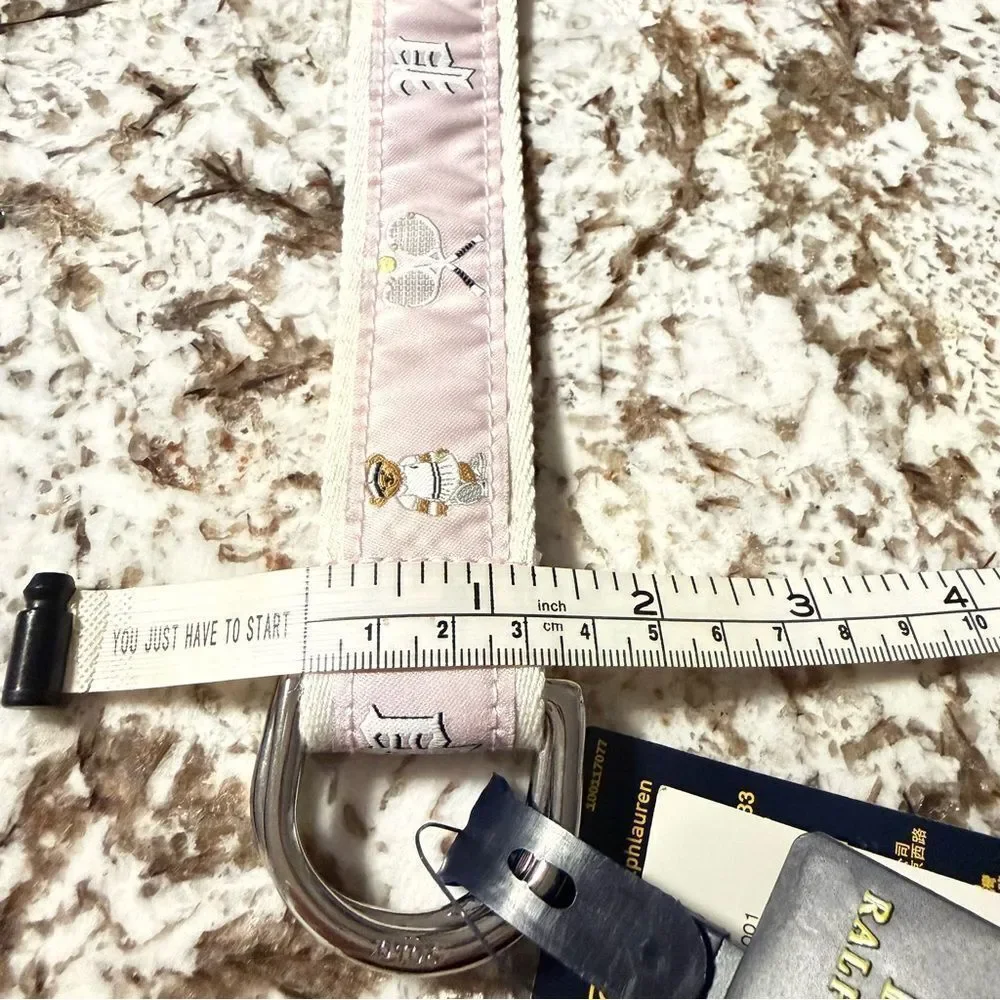 Polo Ralph Lauren Pink Tennis Bear Canvas Belt – Kids Size S – NWT